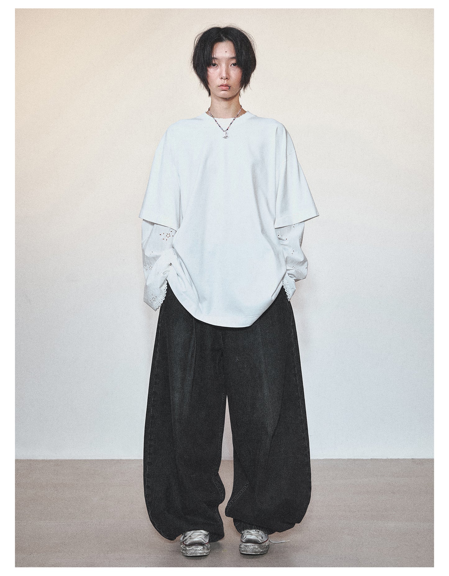 Balloon Fit Loose Wide Leg Denim Pants