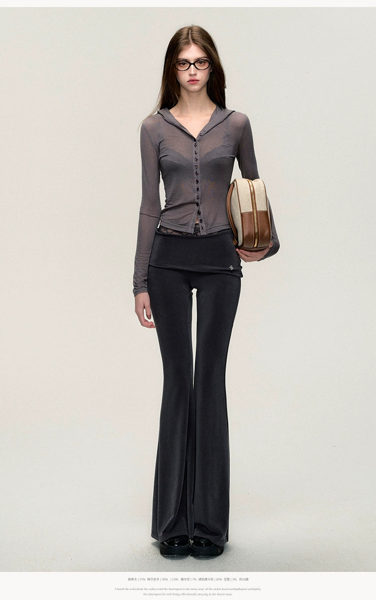 Just-fit flared casual pants