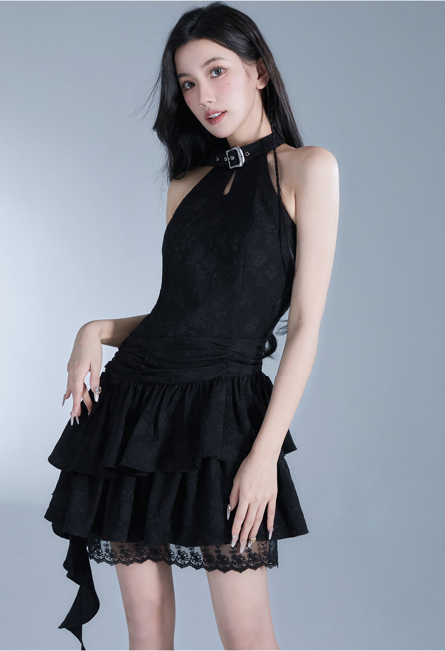 Neck Belt Sleeveless Suspender Dress