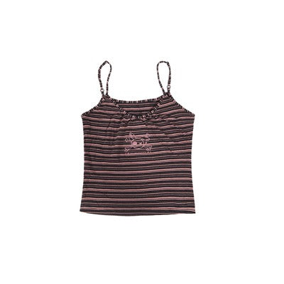 Short length striped camisole T-shirt