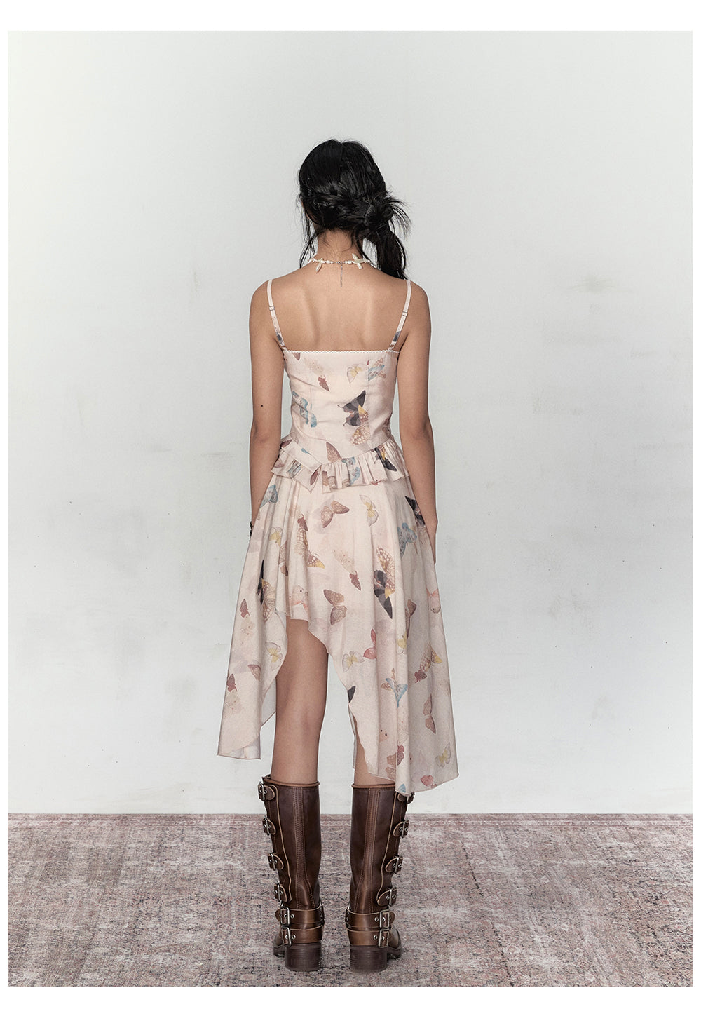 Butterfly Print Irregular Dress