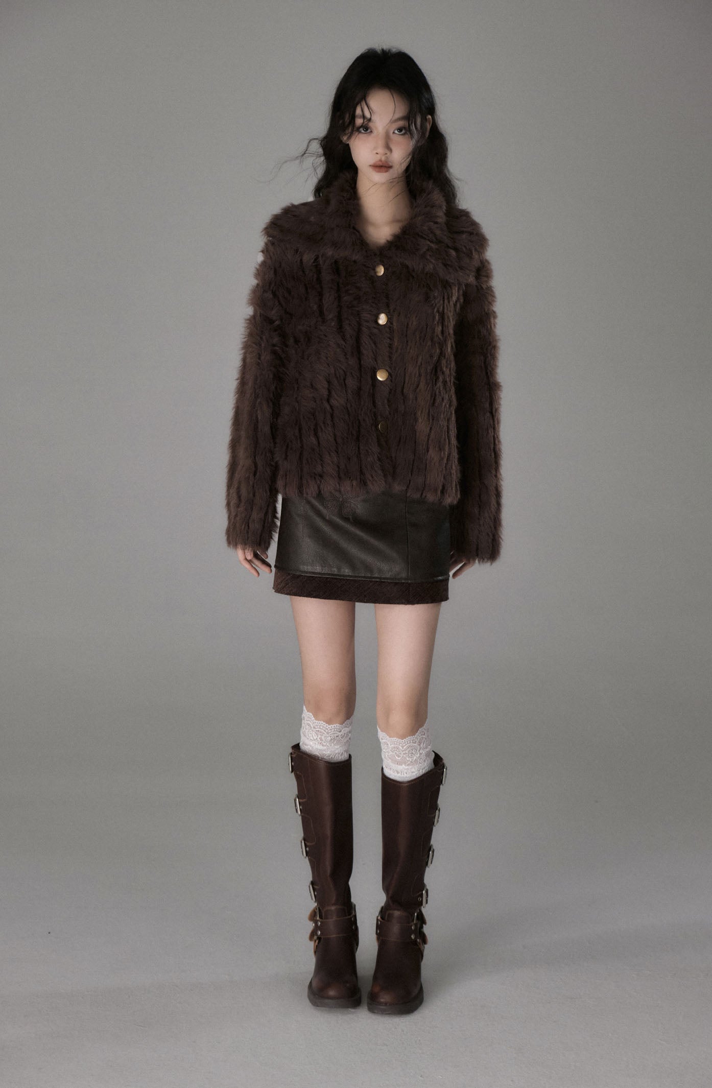 Imitation mink wool sweater cardigan jacket