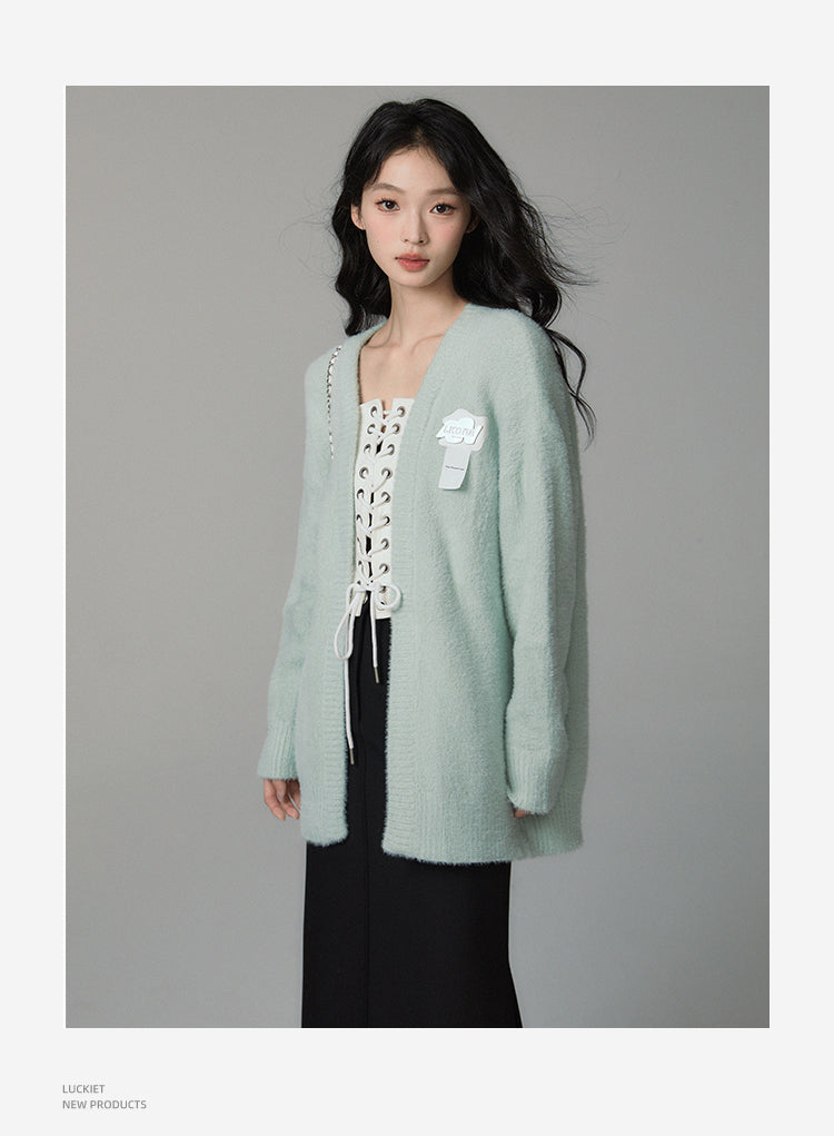 Sweet mint soft loose cardigan