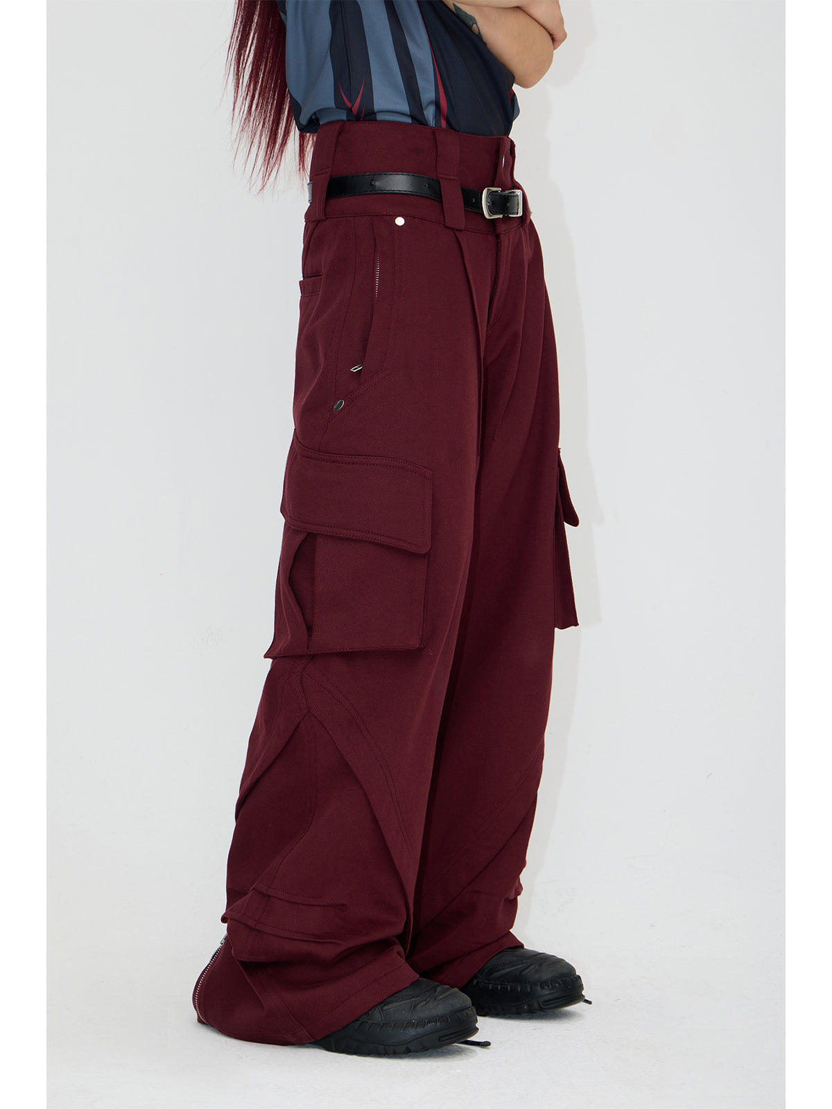 Multi-pocket double waist cargo pants