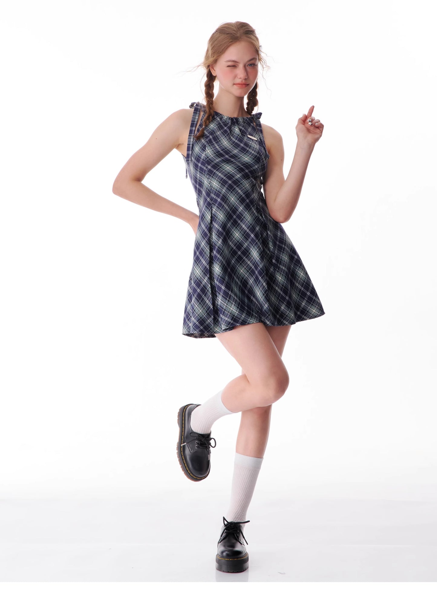 Checkered Suspender Dress