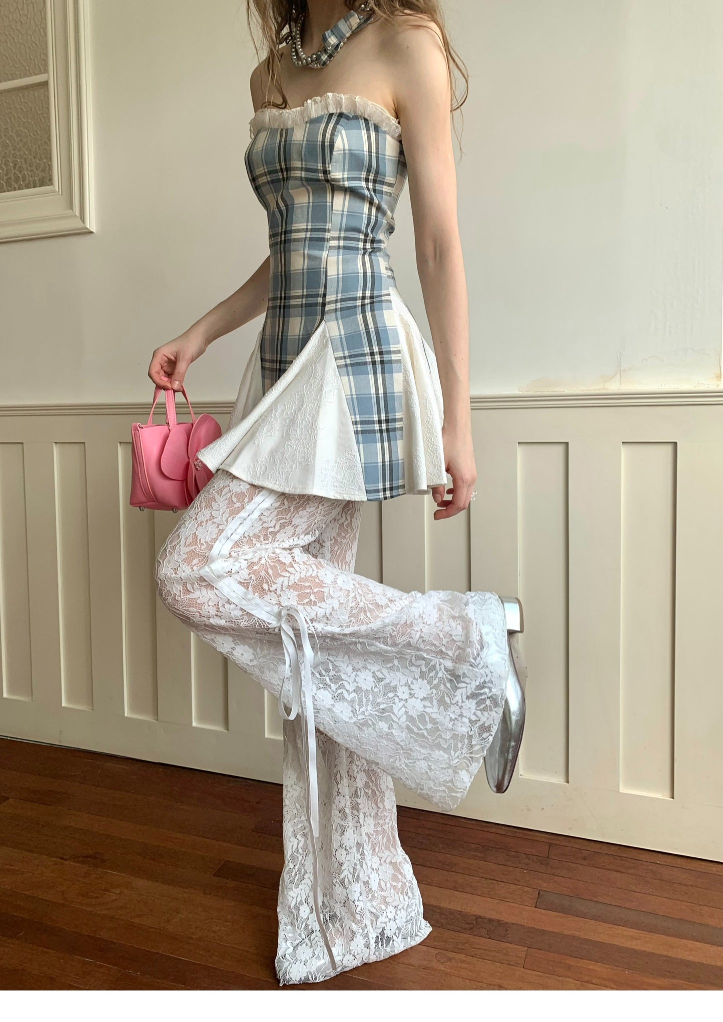 French Retro Plaid Dress