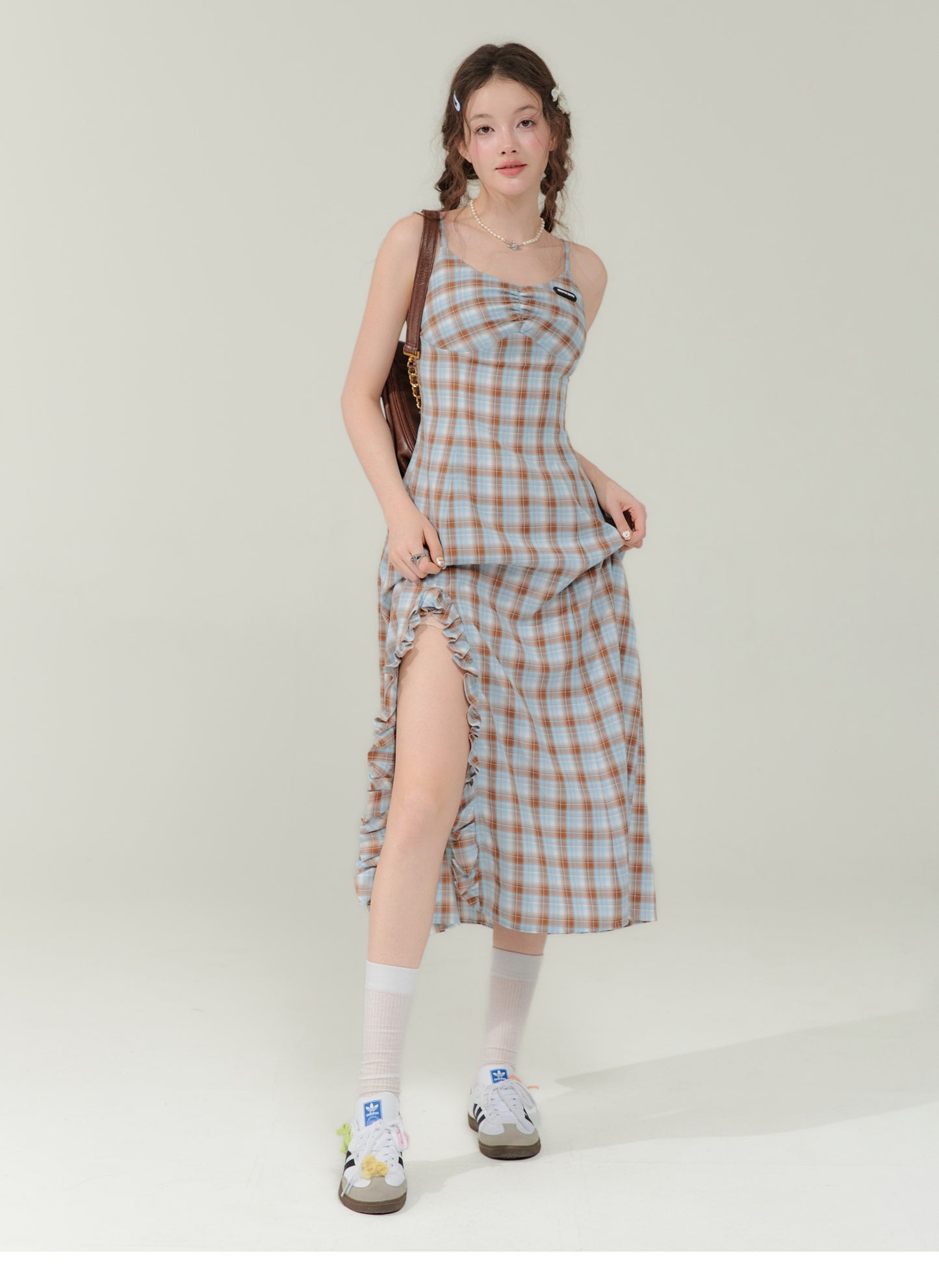 Retro design check dress