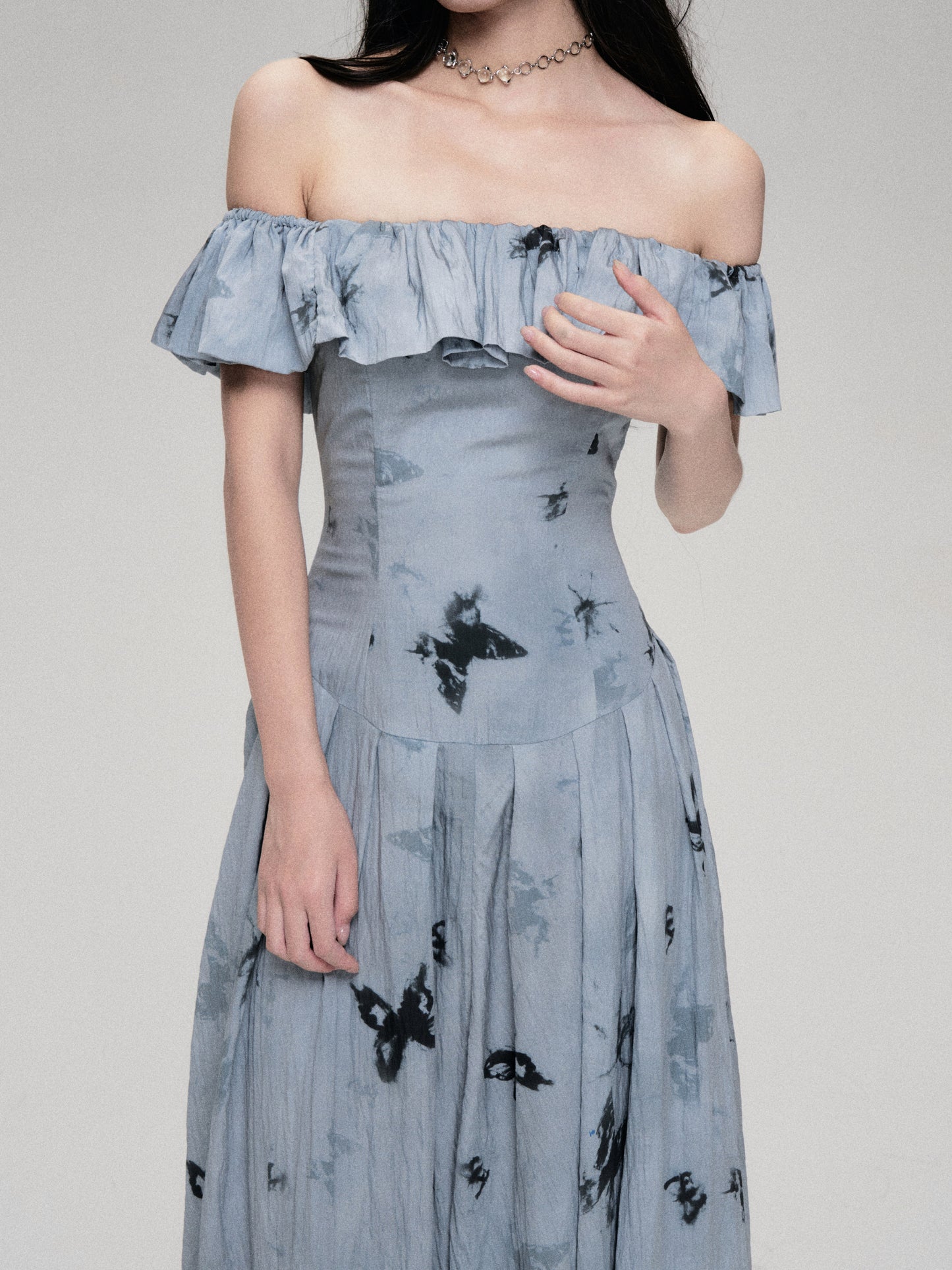 Off-the-shoulder Butterfly Ruffle Dress