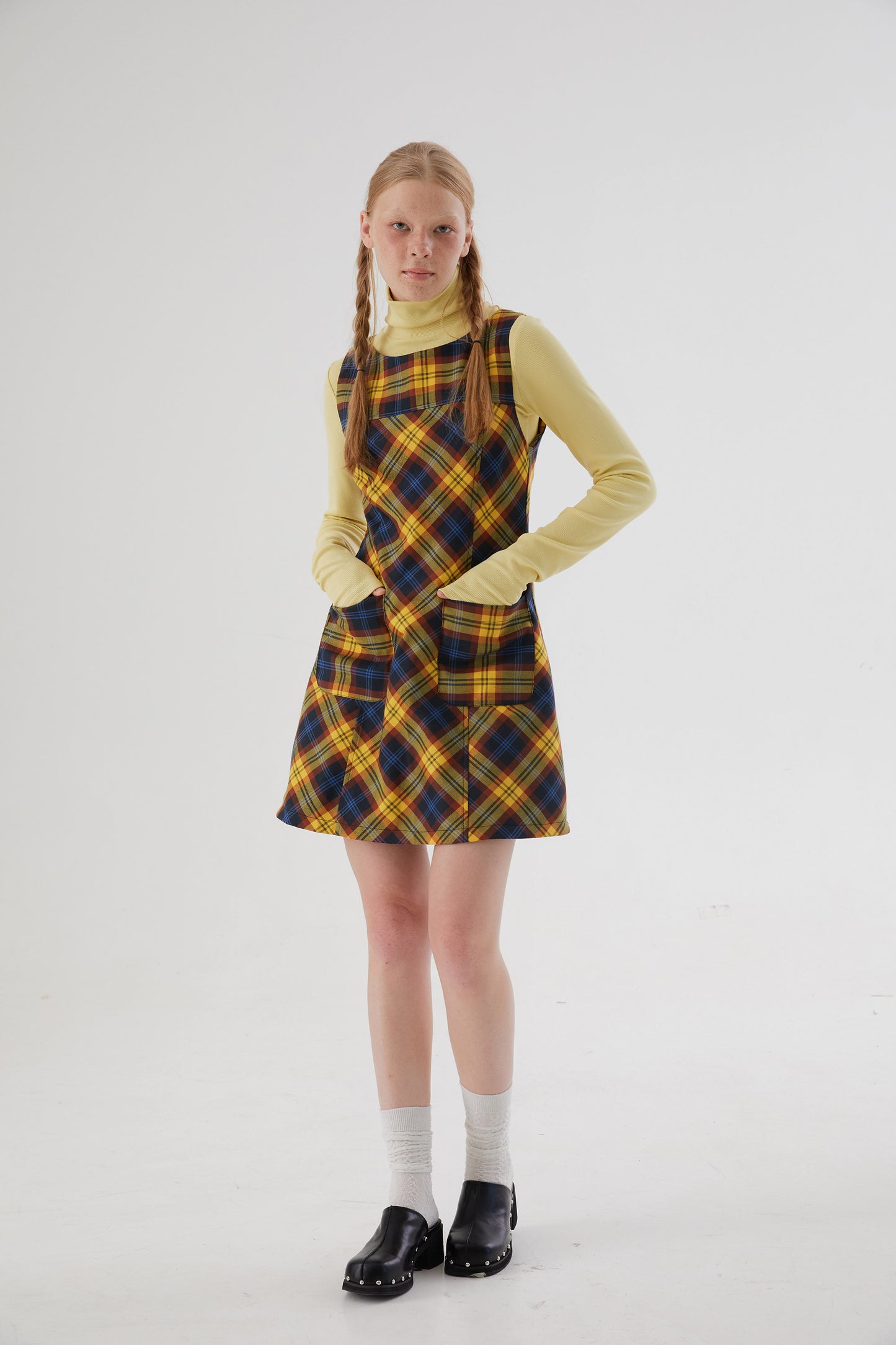 Girly Check Yellow Pattern A-line Best Dress