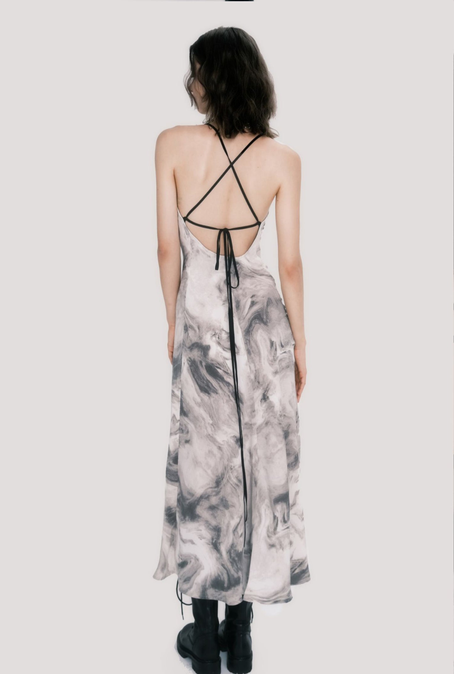 Tie-dye Pattern Slim Long One-piece