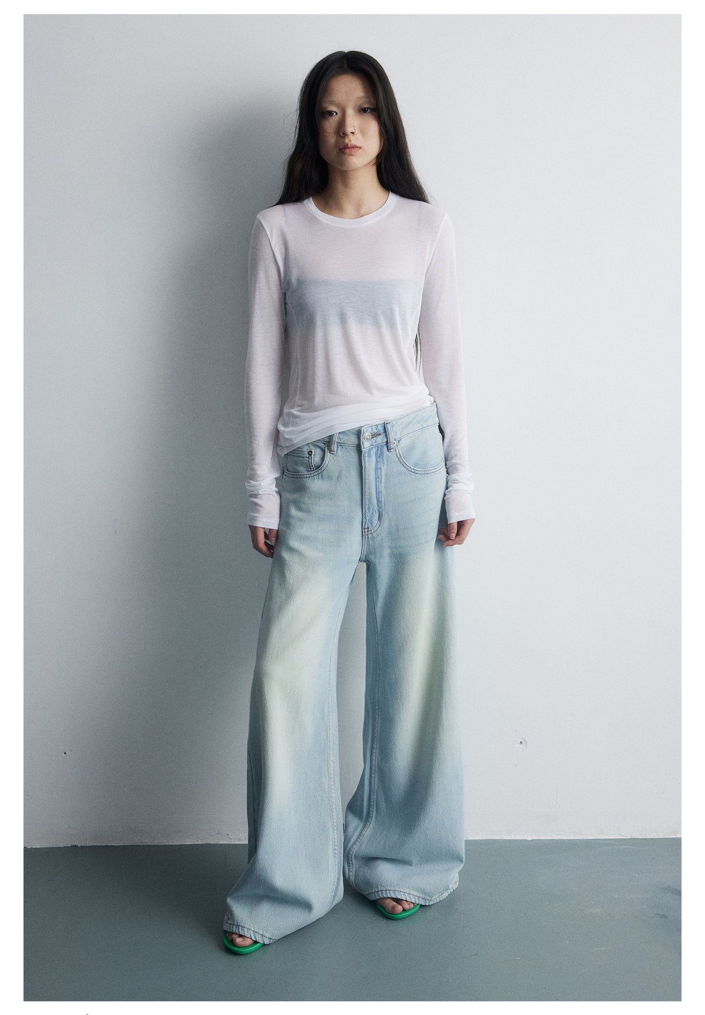 Washed Retro Soft Loose Wide Leg Denim Pants