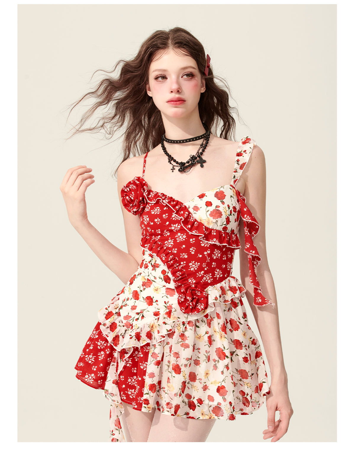 Splicing Floral Dress