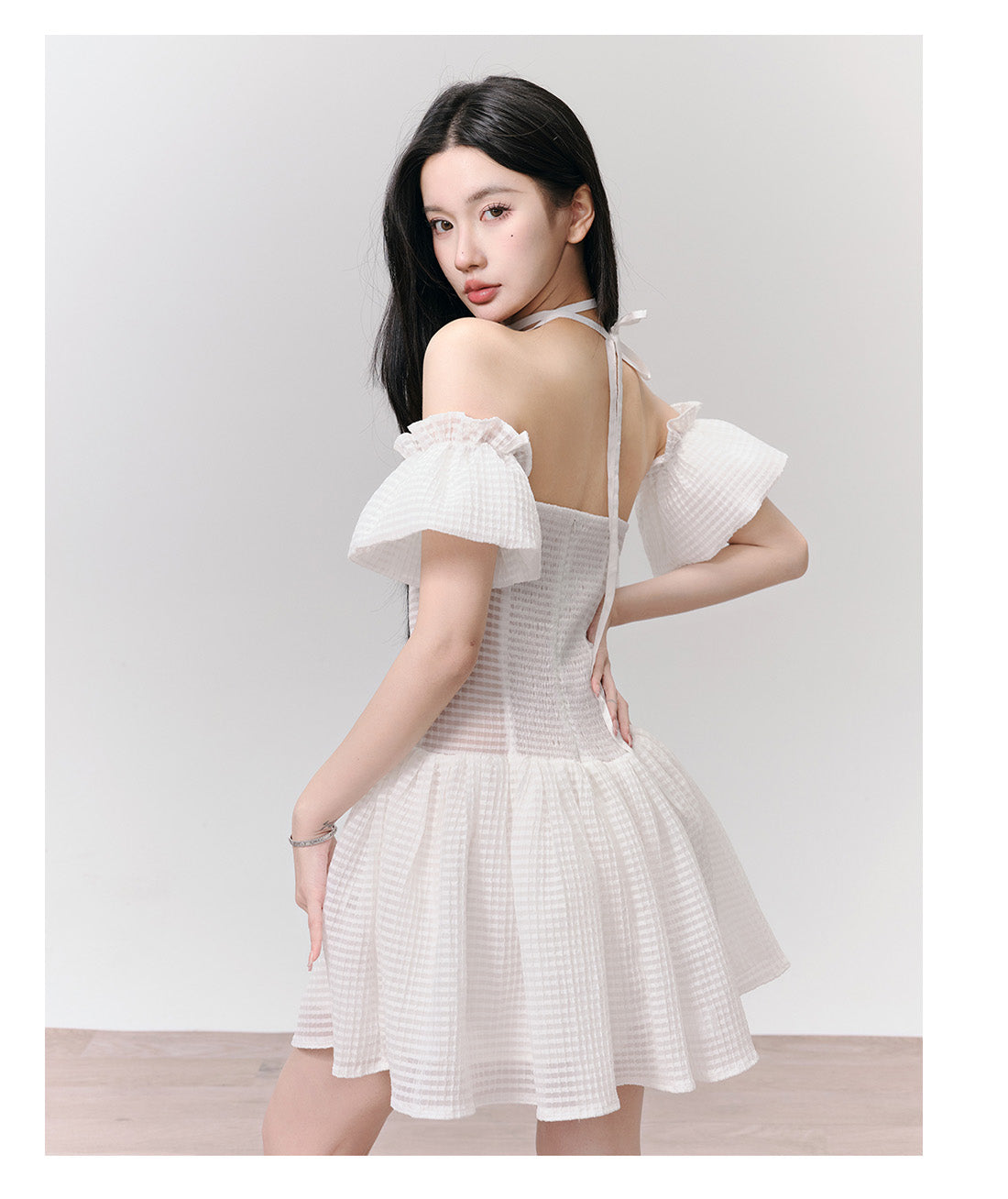 One Shoulder Puff Sleeve Dress