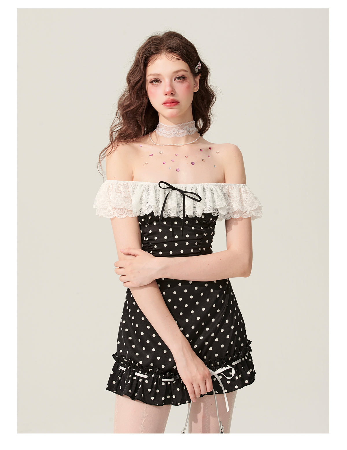 One Shoulder Polka Dot Dress