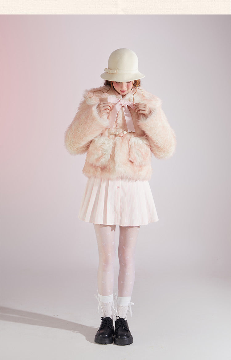 Sweet Doll Color Gradient Pink Short Coat