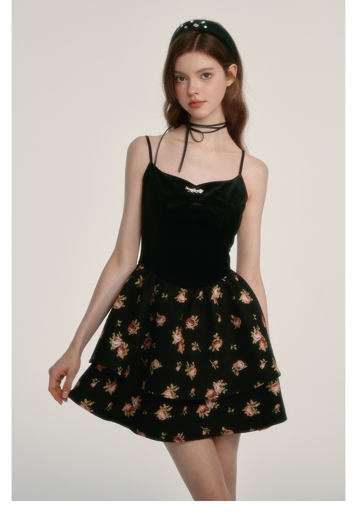 Retro skirt suspender dress