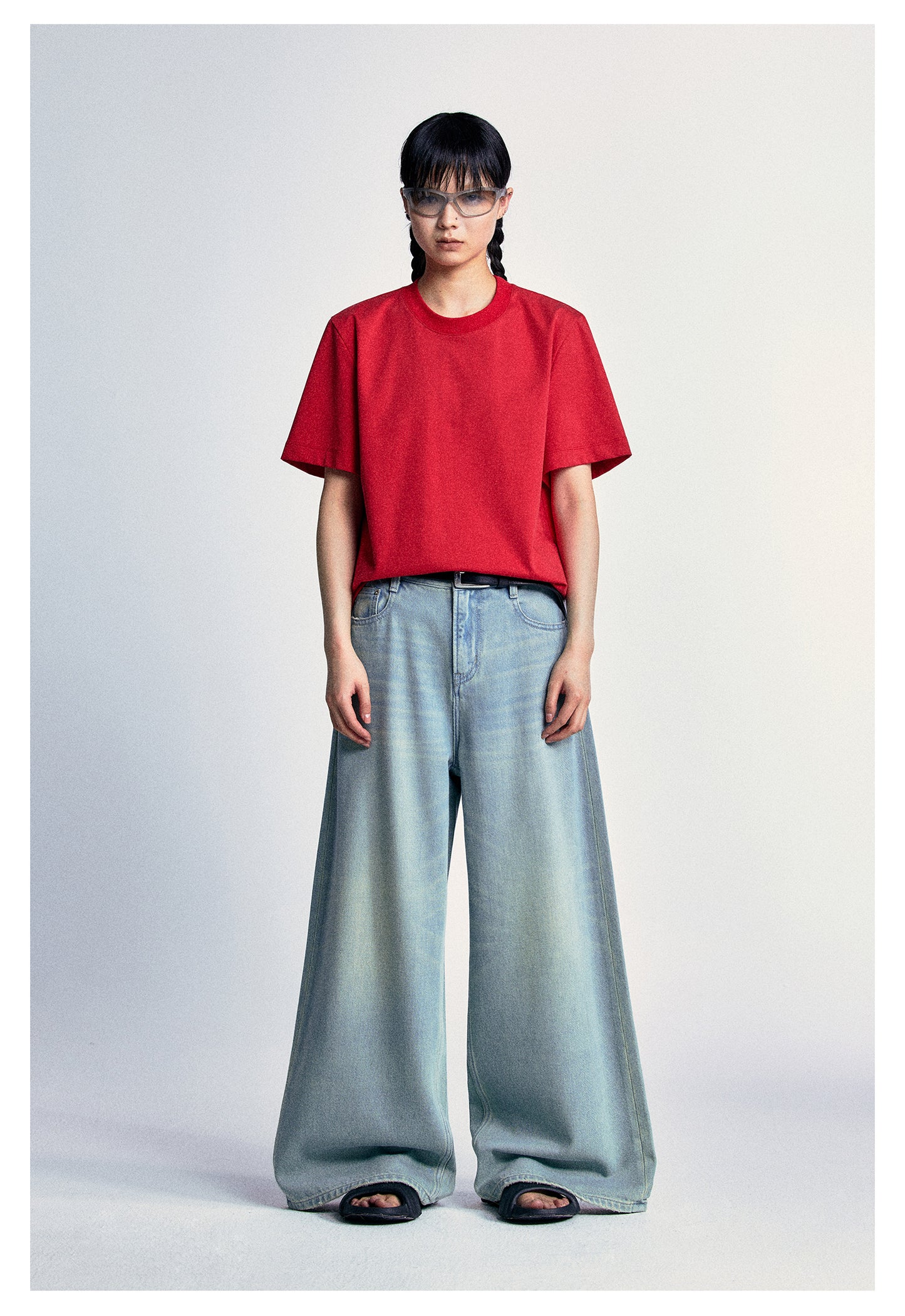 Oversized Wide Leg Washed Denim Pants