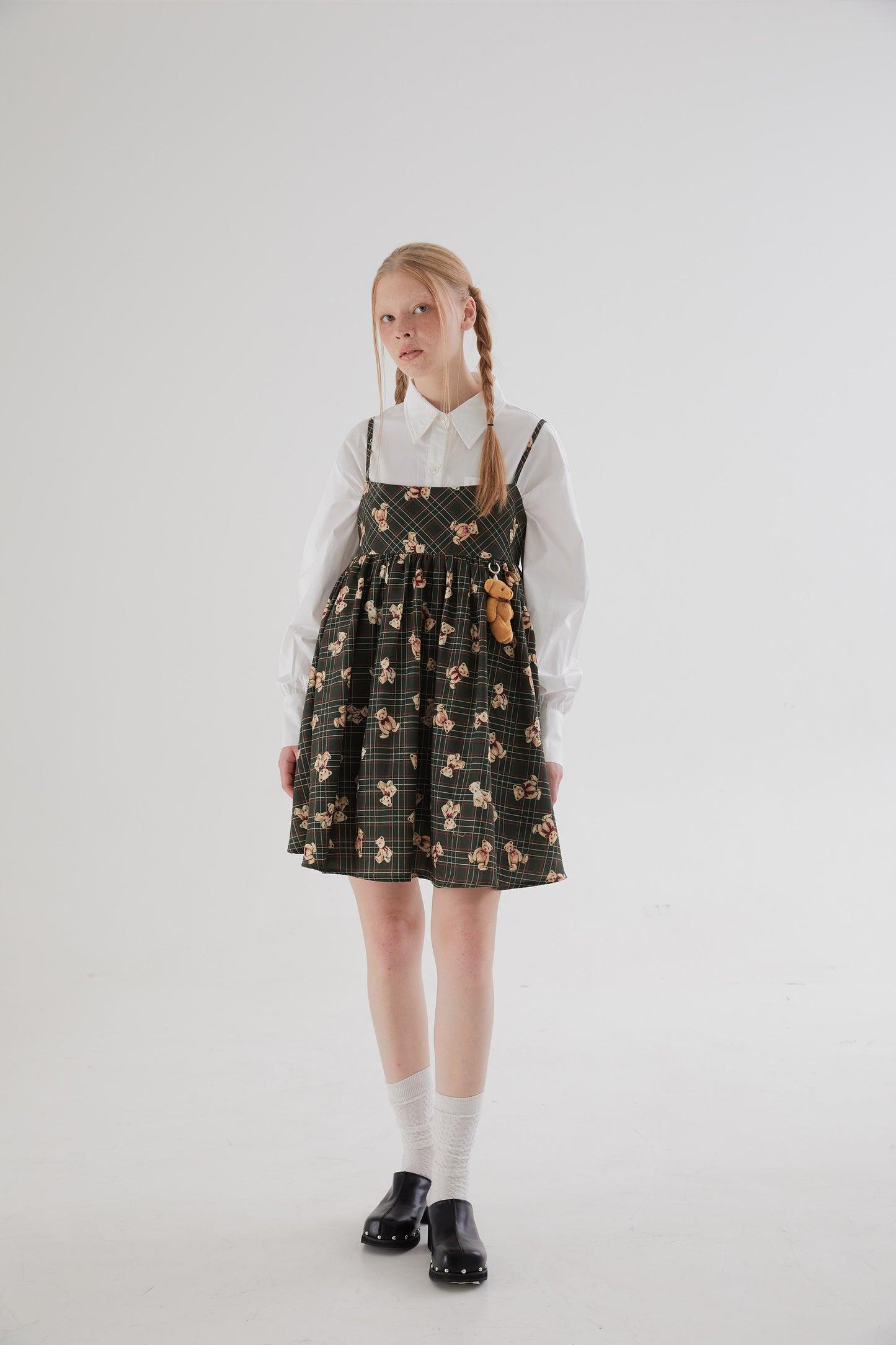 Square Neck Bear A-line Suspender Dress