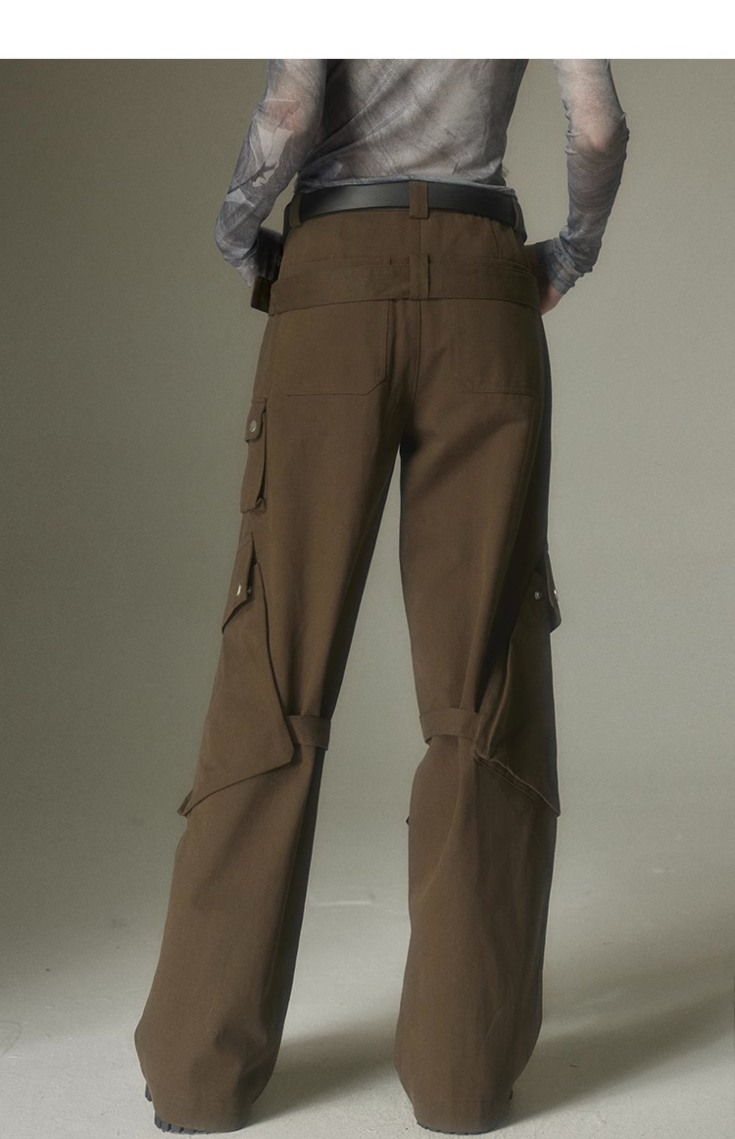 Loose Straight Double-Belt Multifunctional Pants