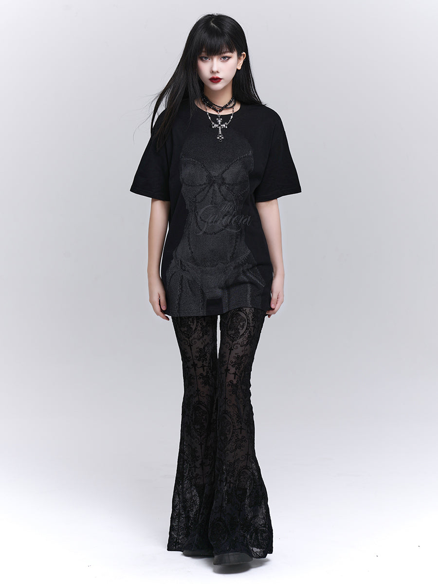 Gothic Style Micro Flared Pants