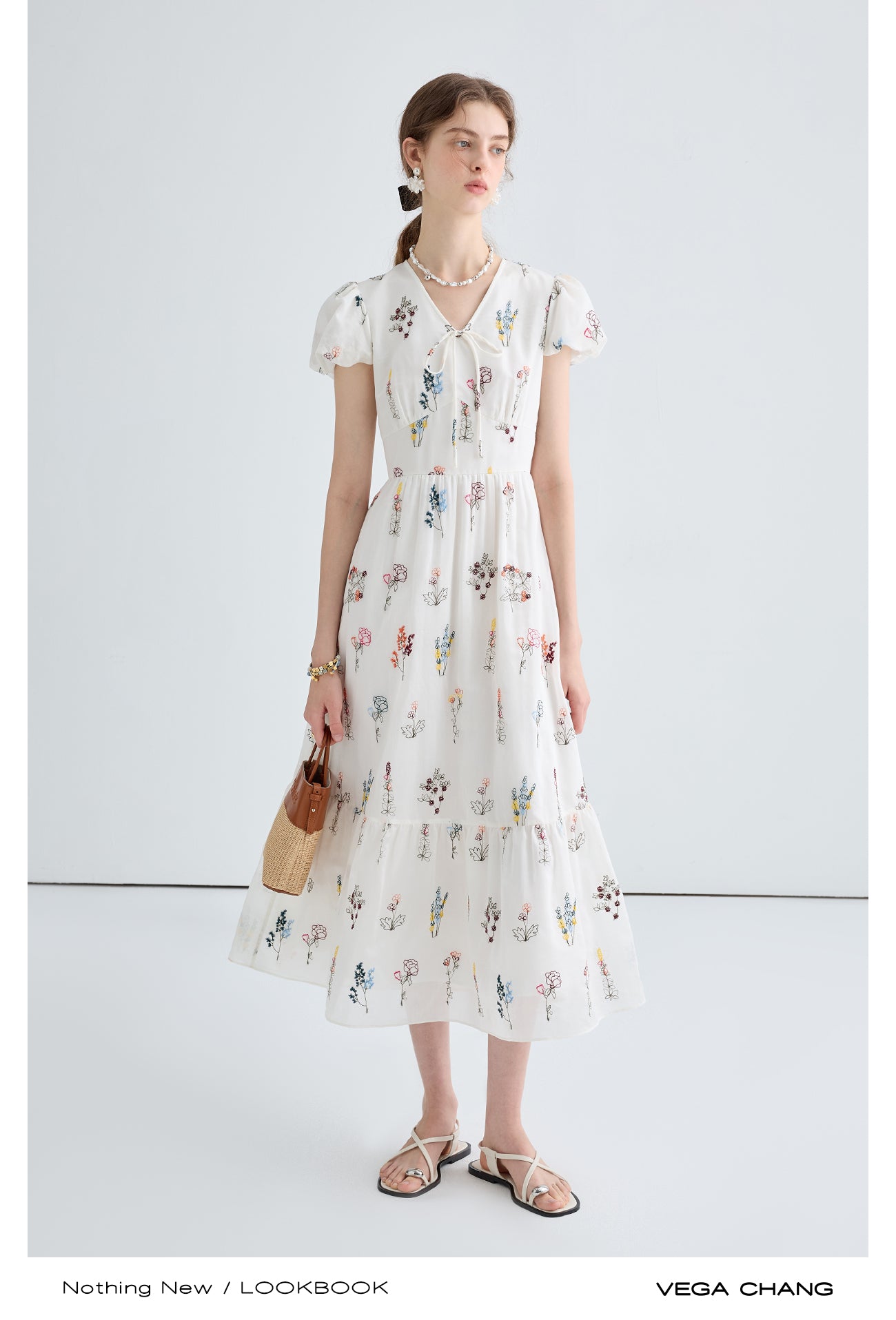 Puff Sleeve Floral Pattern Dress