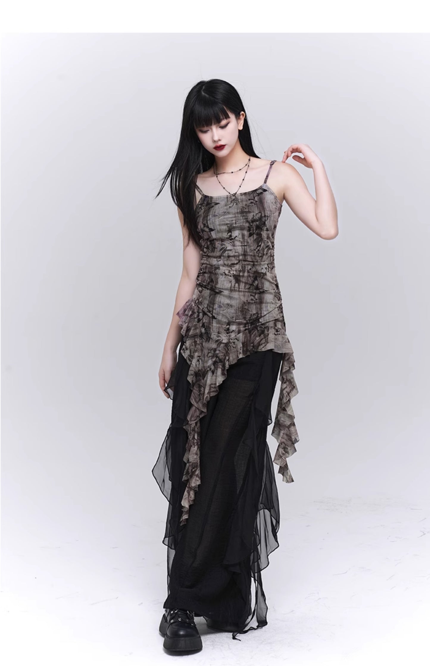 High-end design ruffled camisole