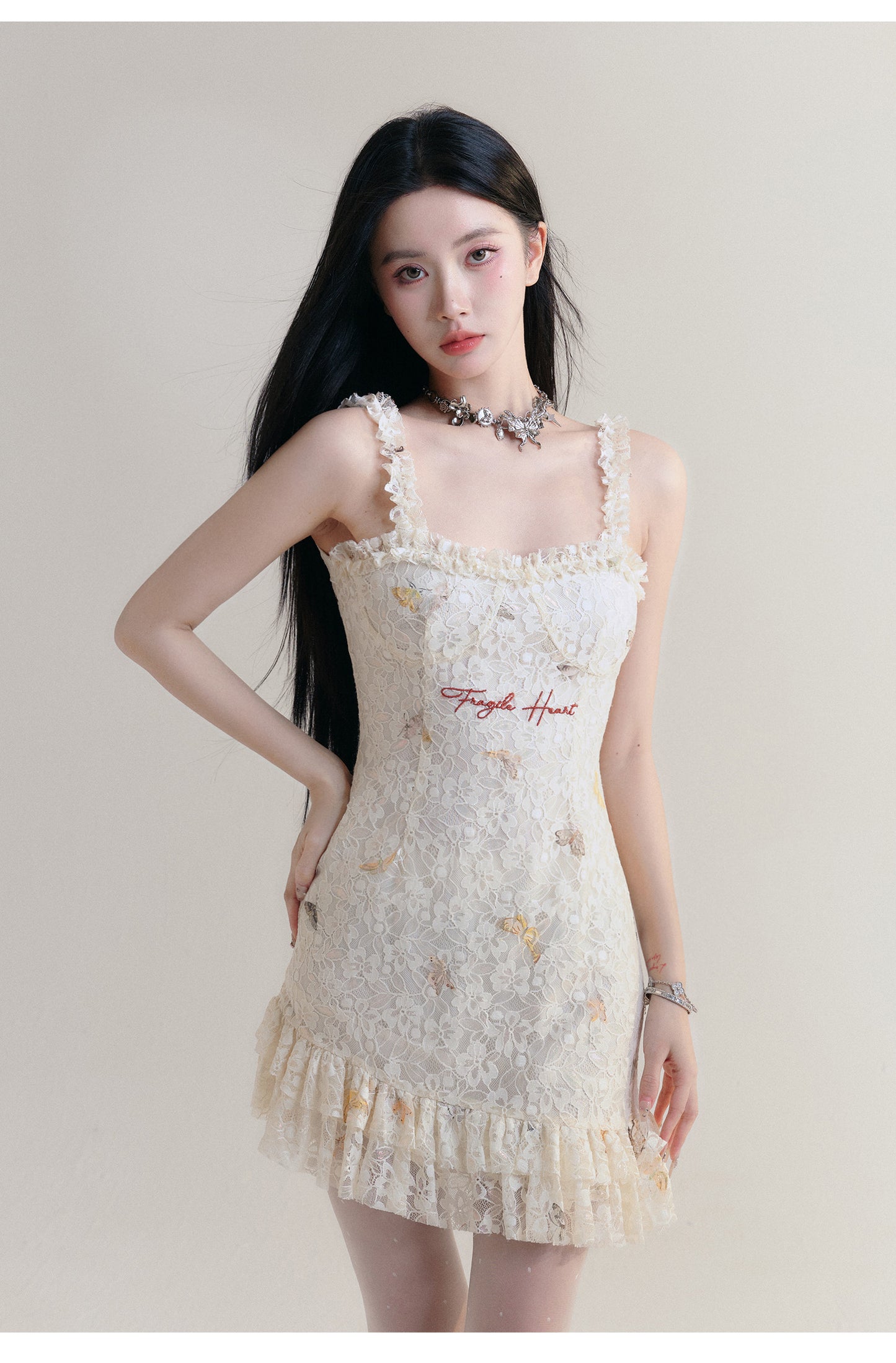 Slim Lace Embroidery Dress