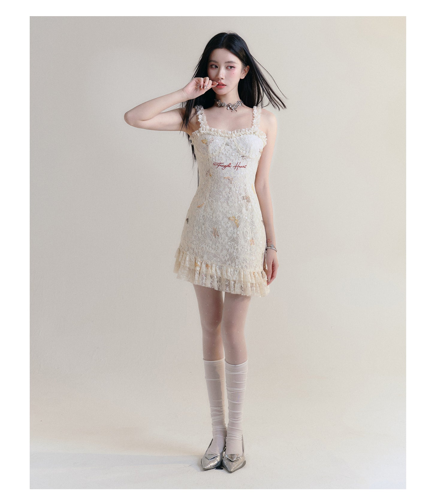 Slim Lace Embroidery Dress