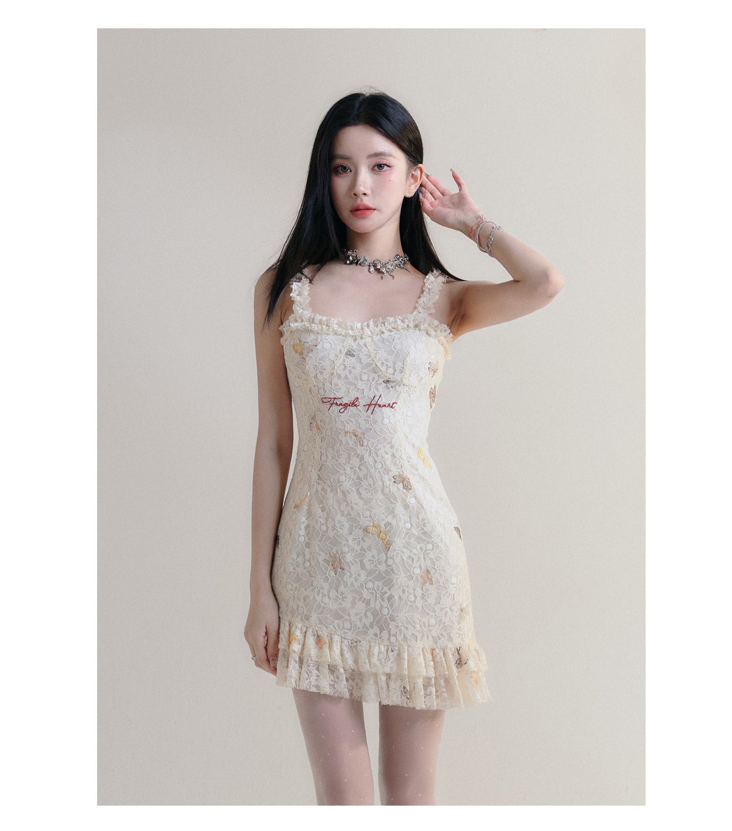 Slim Lace Embroidery Dress