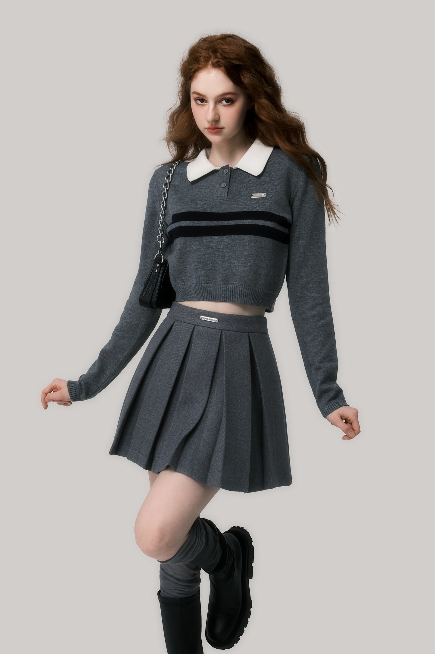 College Style Short Length Polo Knit