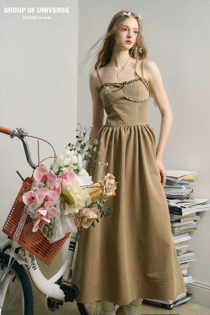 Light Brown French Long Dress