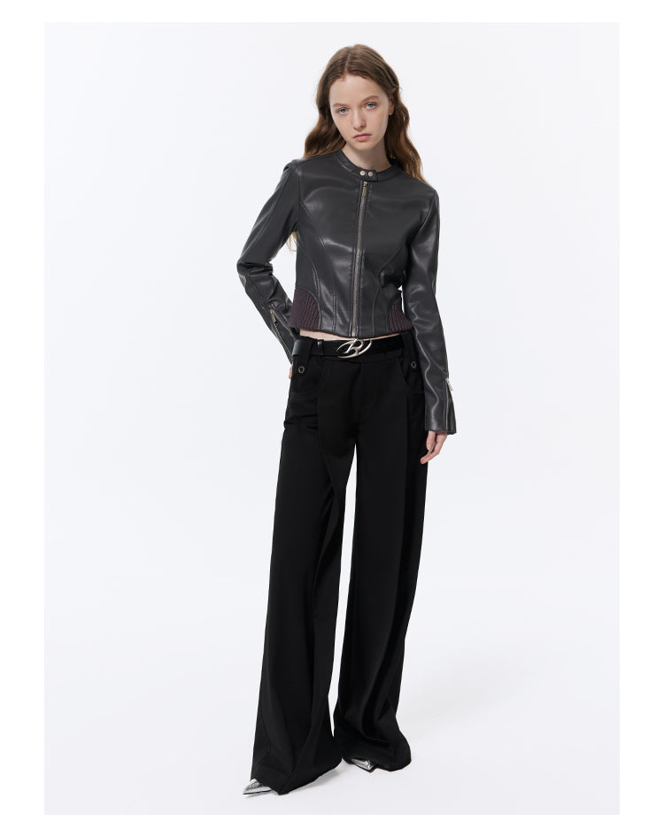 loose straight wide leg suit pants