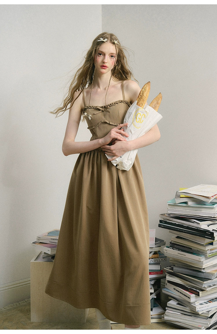 Light Brown French Long Dress