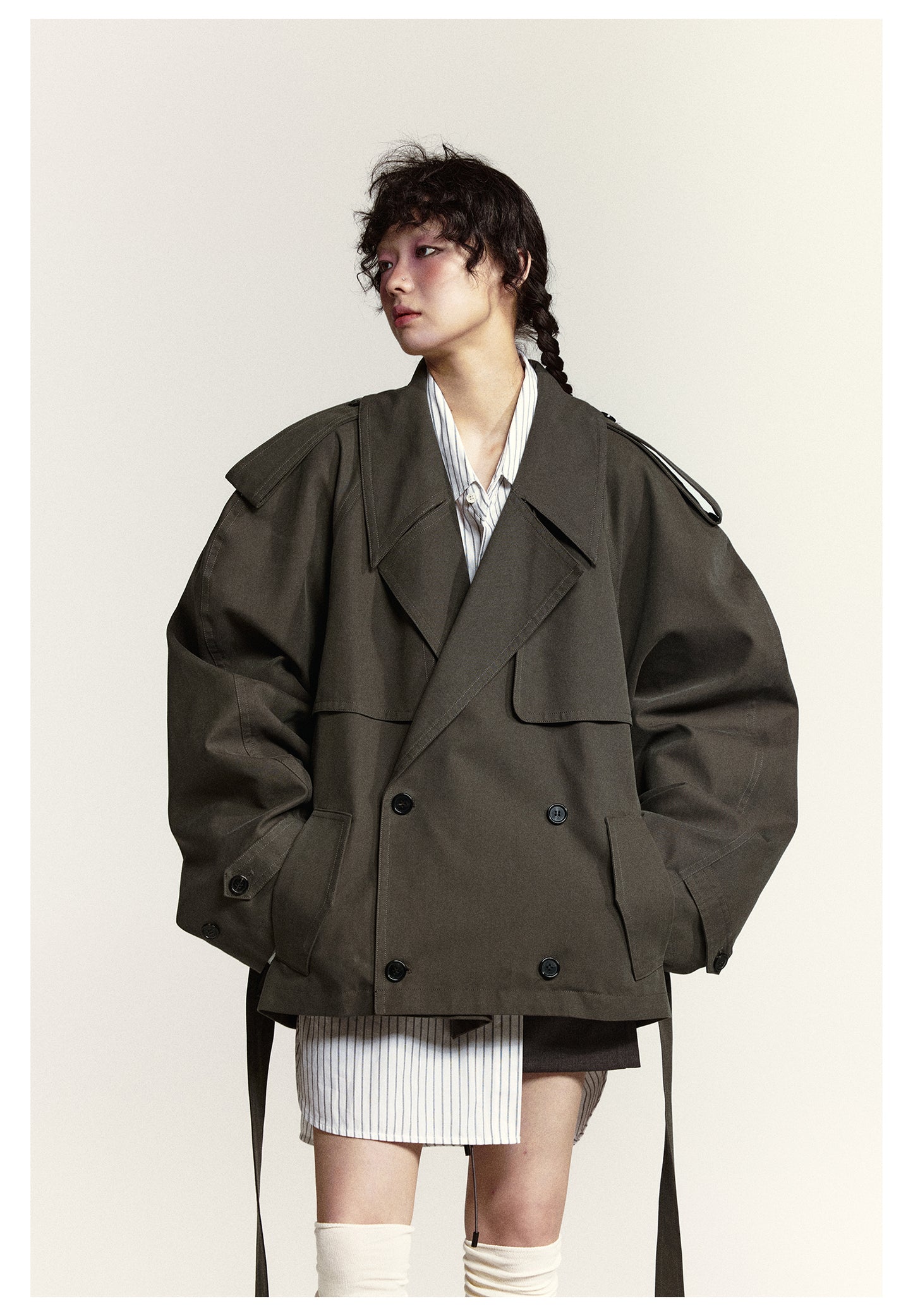 Oversized Short Length Trench Coat