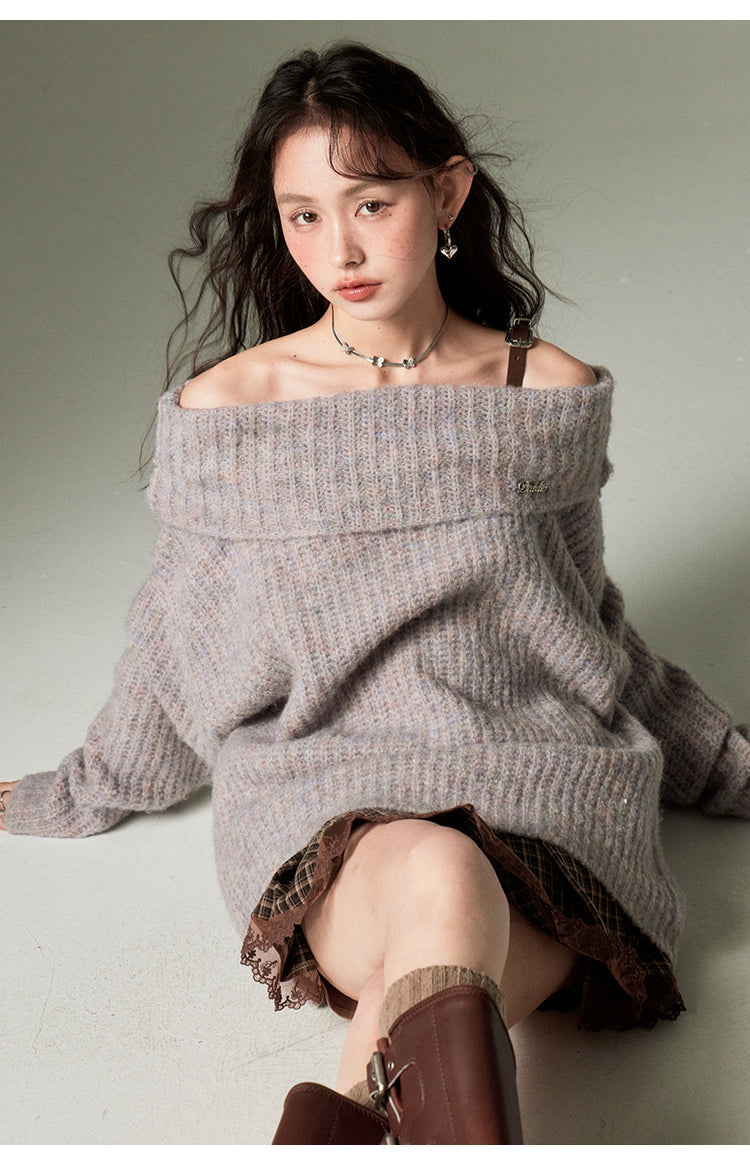 Oversized Off-shoulder Knit