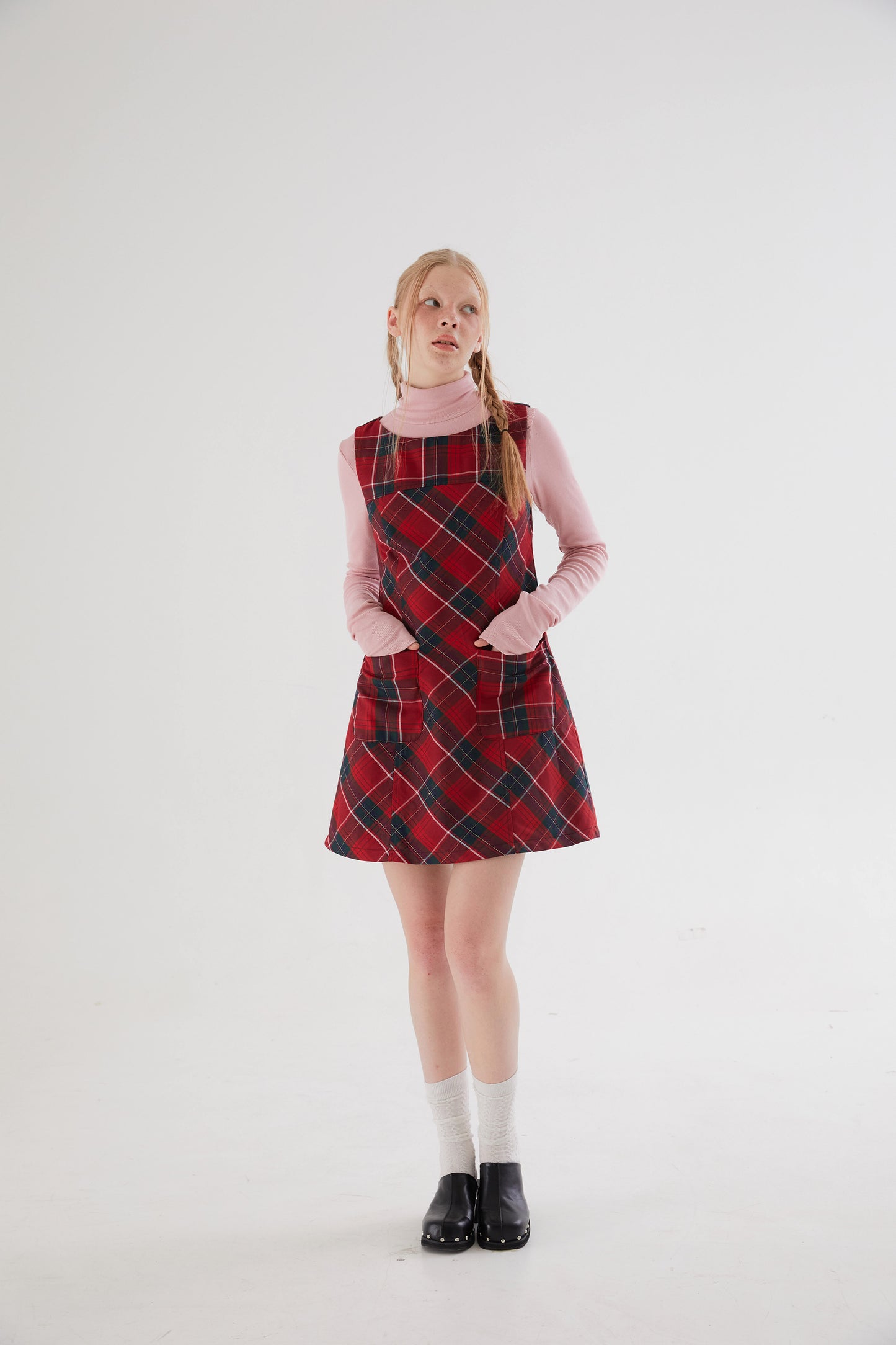 Girly Plaid A-line Vest Dress