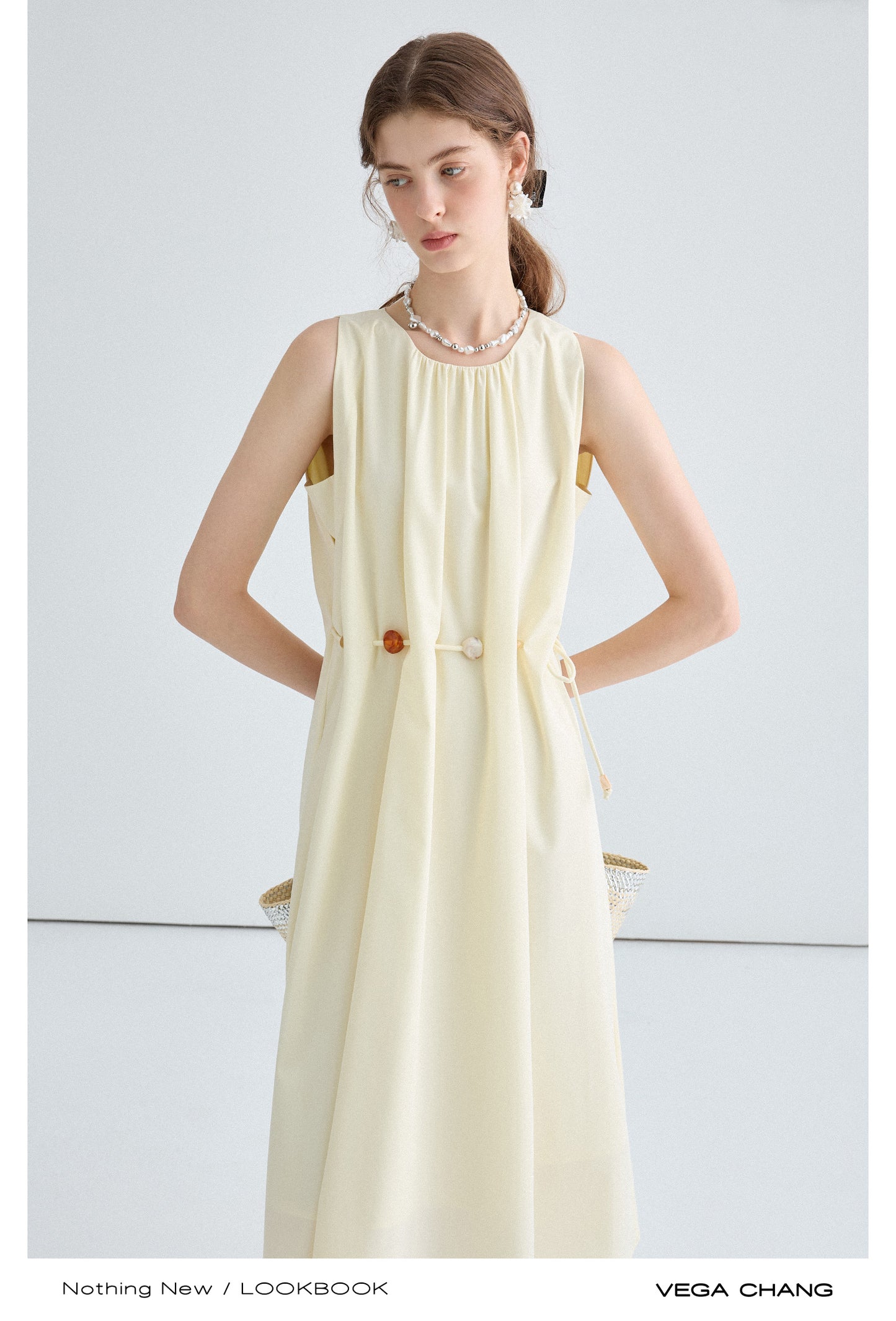 Waist Rope Design Round Neck Dress