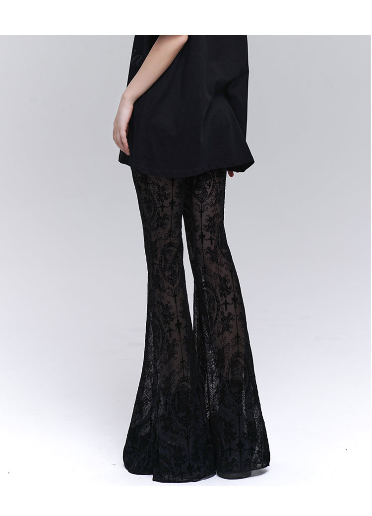 Gothic Style Micro Flared Pants