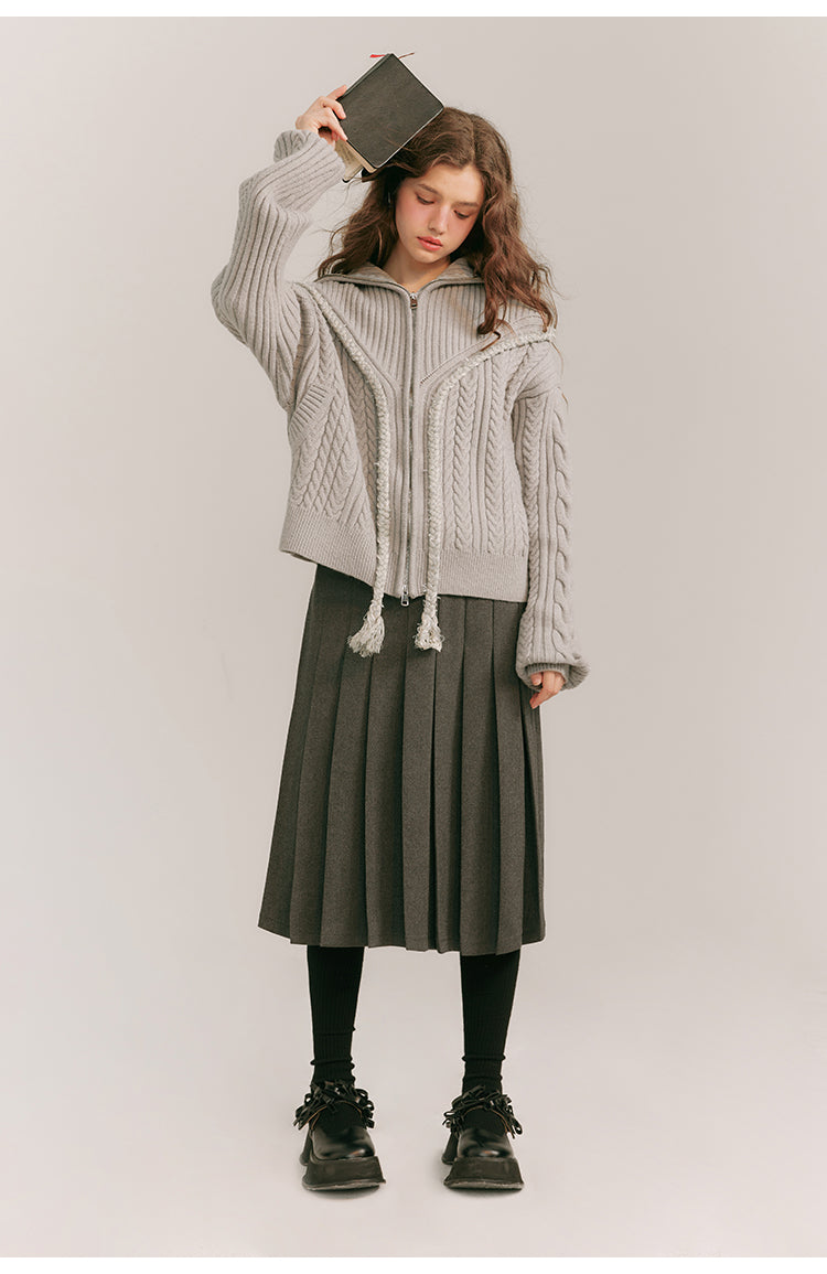 Loose Fit Front Zip Knit