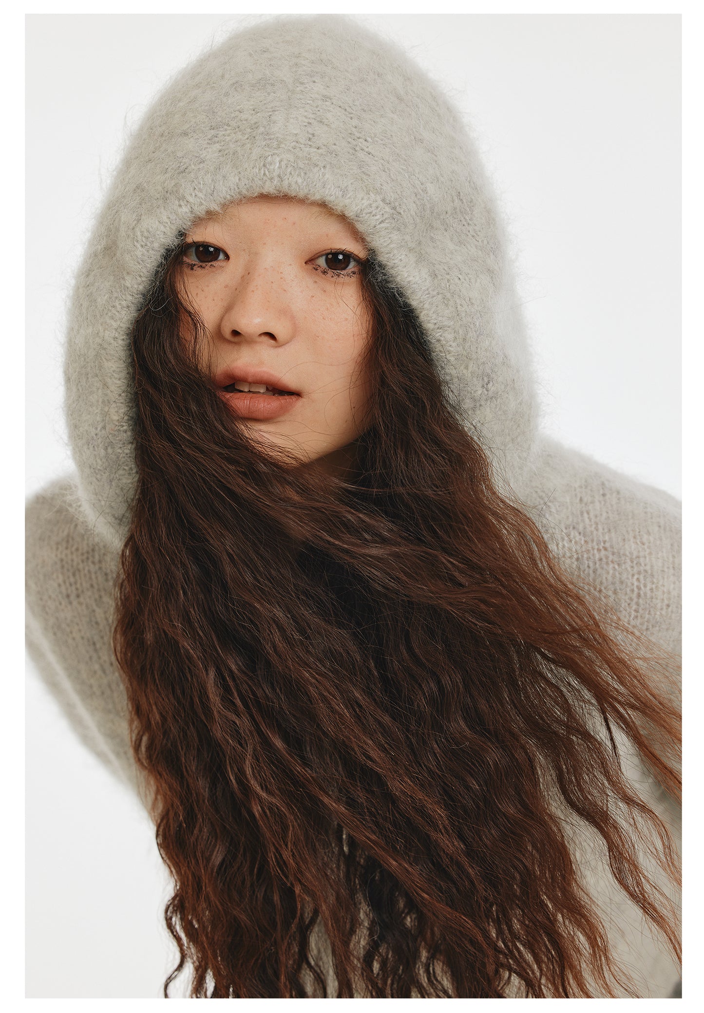 Mohair Short Length Knit Hoodie