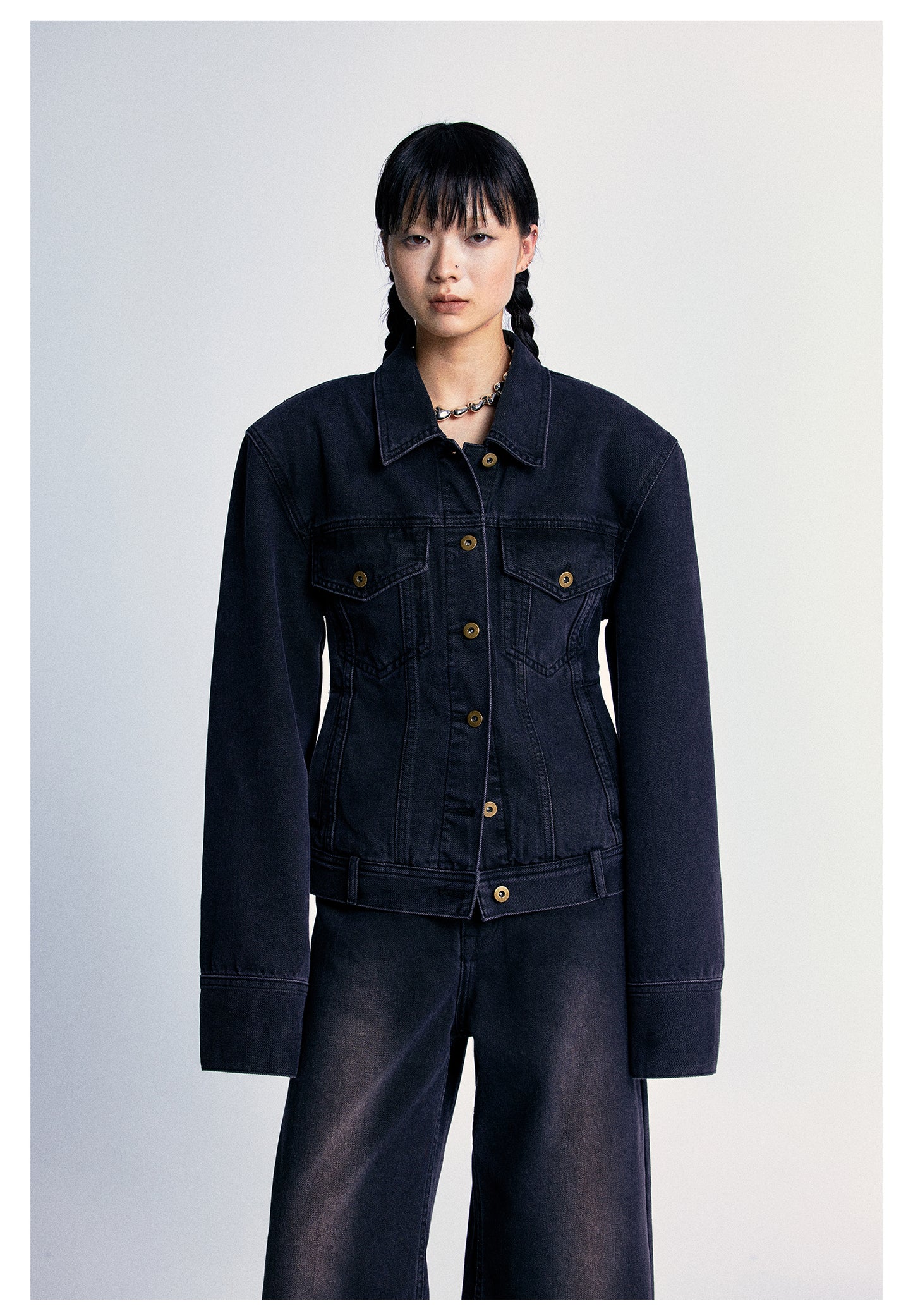 Slim Waist Design Denim Jacket