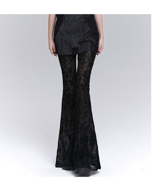 Gothic Style Micro Flared Pants