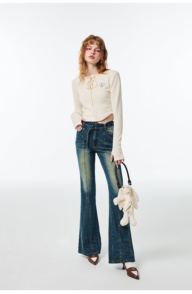 Washed High Waist Straight Wide Leg Jeans