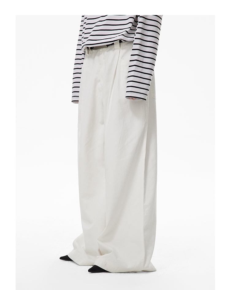 Oversized loose fit white casual pants