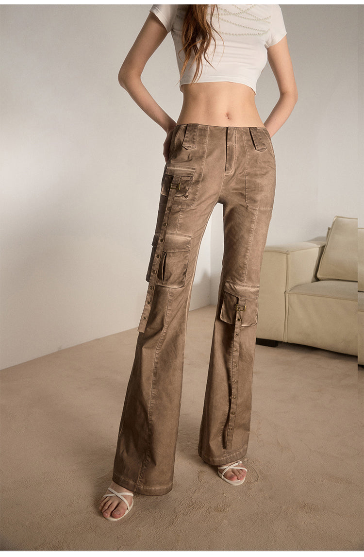 Flare Wash Overall Wide Leg Pants