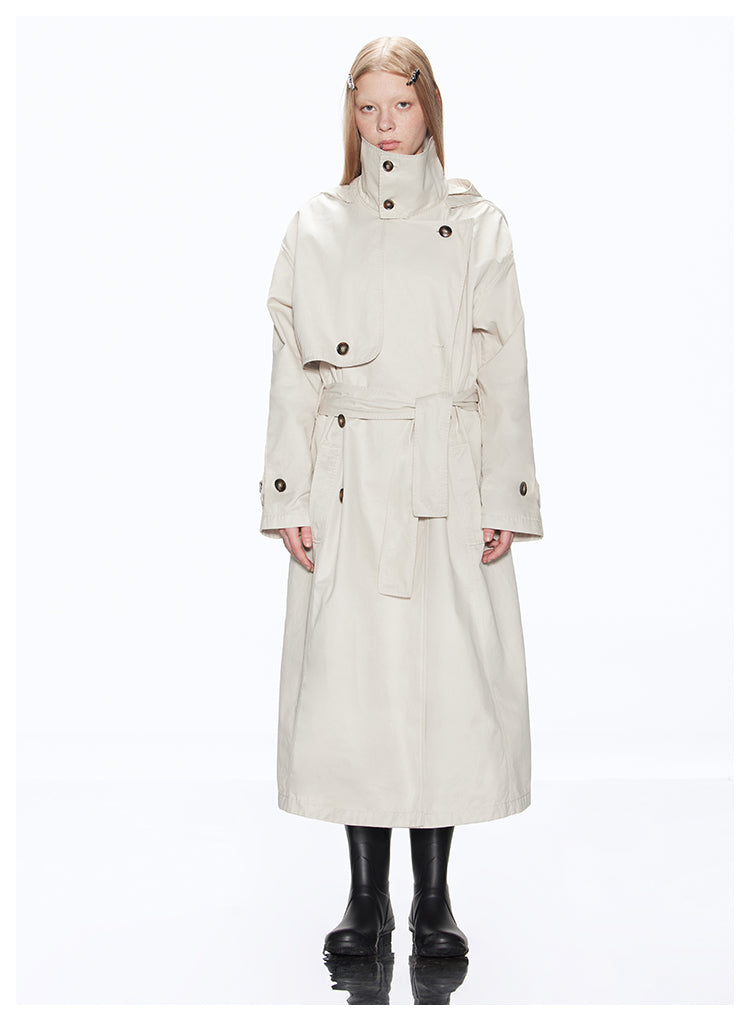 Big Silhouette Hooded Trench Coat