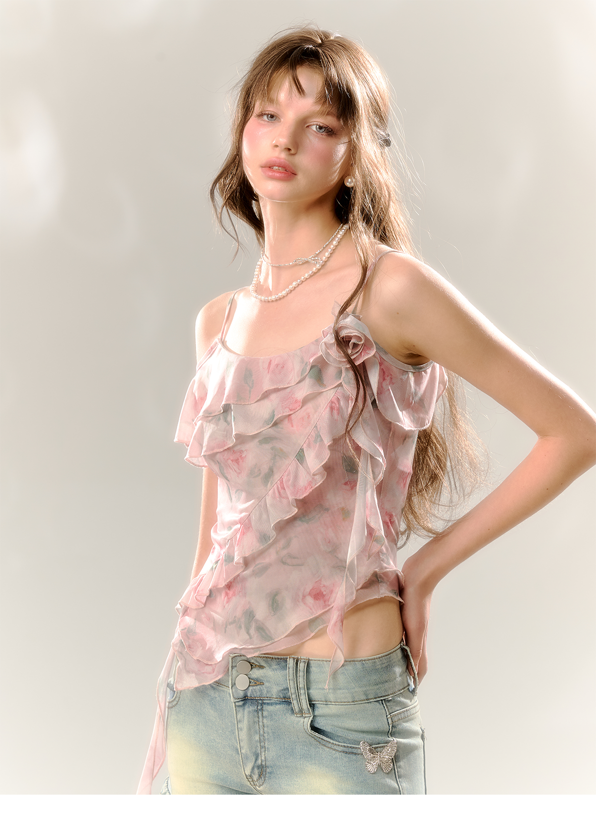 Retro Pink Print Camisole