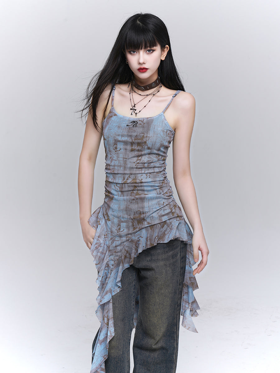 High-end design ruffled camisole