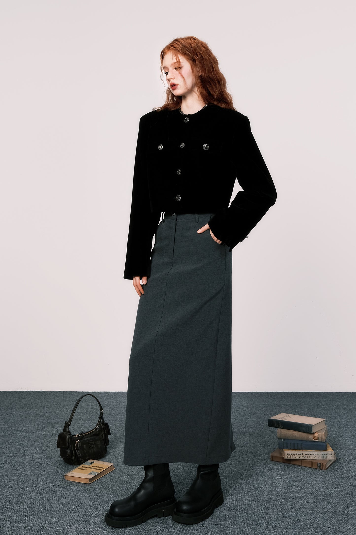 Slim Fit A-Line Long Skirt