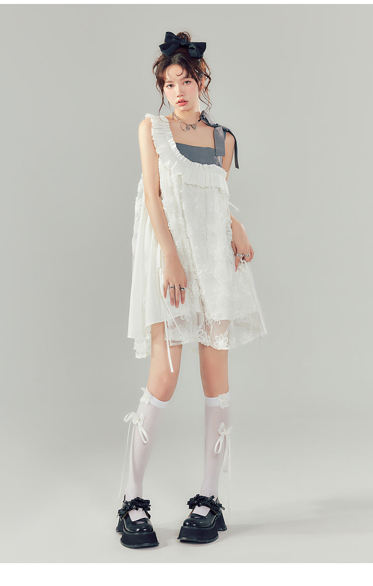 Original Design Ruffle Suspender One-piece